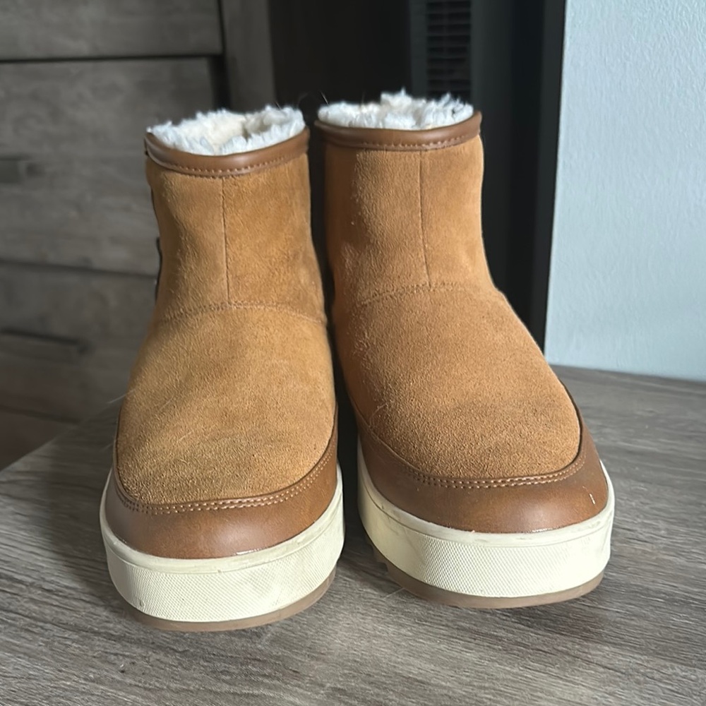 Women’s UGG Tan Suede Ankle Boots with Faux Fur Lining